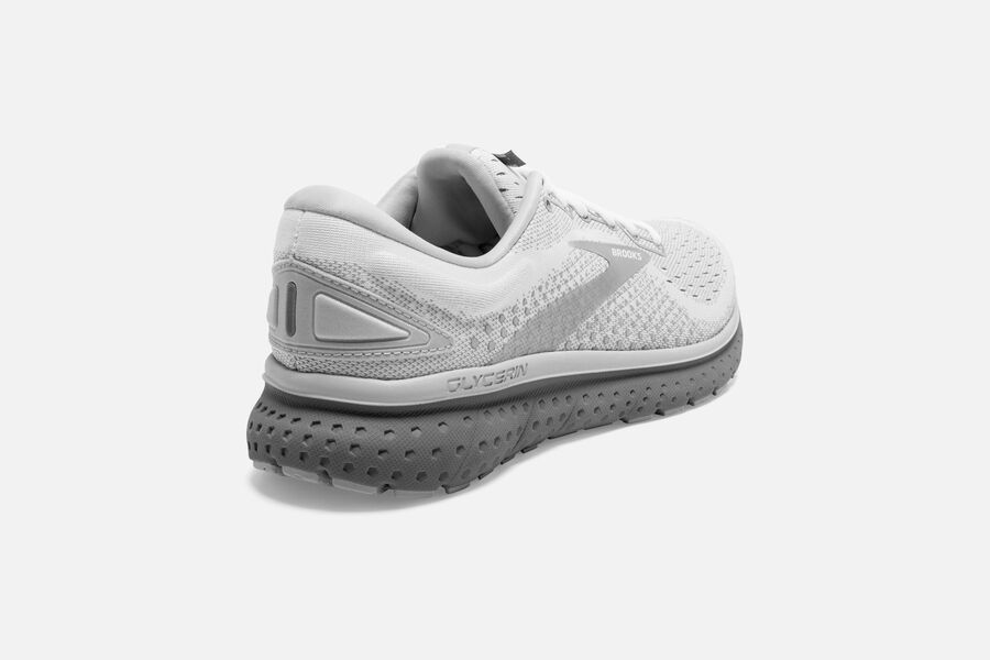 Brooks Glycerin 18 Road Running Shoes Womens - White/Grey - TEGPC-4253